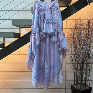 LoveShackFancy Satin Floral Skirt